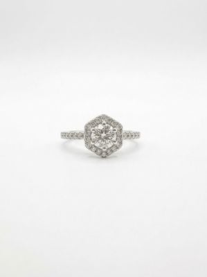0.50ct Round Brilliant Natural Diamond Platinum Halo Ring J24806