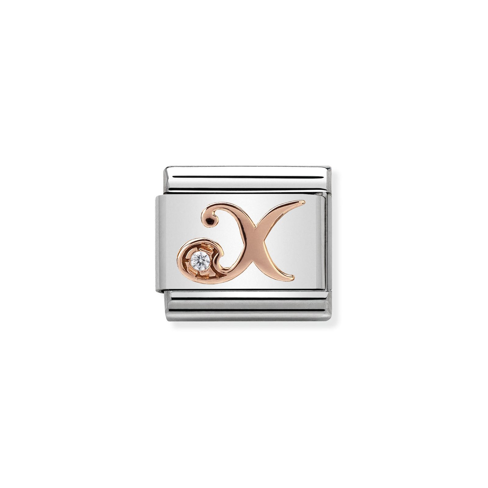 Nomination 430310/24 Classic Letter X 9ct Rose Gold & Steel Jewellery