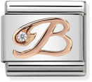 Nomination Classic Letter B 9ct Rose Gold & Steel Charm 430310/02