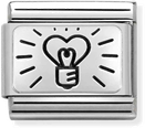 Nomination Classic  Light Bulb With Heart Charm In Steel And 925 Silver 330109/60
