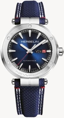 Herbelin Newport Automatic Day-Date (42mm) Blue Sunray Dial / Blue Textile Strap 1768A15BL