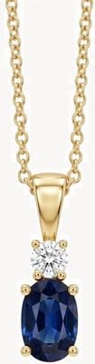 18ct Yellow Gold 6x4 Blue Sapphire & Diamond Drop Pendant P84-S-Y