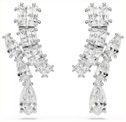 Swarovski Matrix Drop Earrings White Crystal Rhodium Plated 5700418