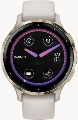 Garmin Venu 3S Soft Gold Stainless Steel Bezel With Ivory Case And Silicone Band 010-02785-04