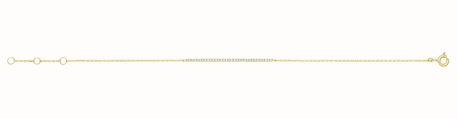 James Moore TH Ladies 9ct Yellow Gold Cubic Zirconia Bar Chain Bracelet BR653