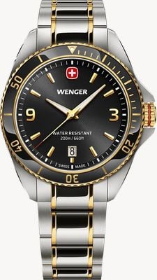 Wenger Executive Quartz (40mm) Black Sunburst Dial / Two-Tone Stainless Steel Bracelet 01.2031.104