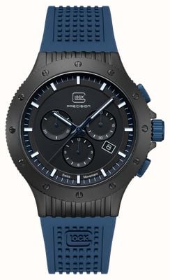 GLOCK Precision Limited Edition Titanium Chronograph (44mm) Black Dial / Blue Silicone Strap + Steel Mesh Bracelet GW-27-2-24