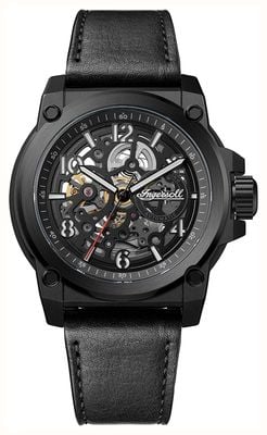 Ingersoll THE ANVIL Skeleton Automatic (46.5mm) Black Dial / Black Leather Strap I16602