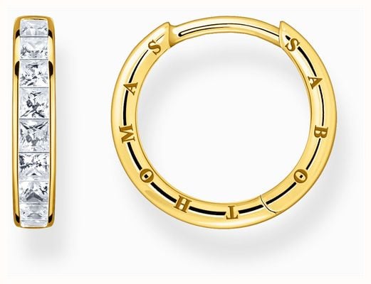 Thomas Sabo Pavé Hoop Earrings Gold Plated Sterling Silver White Zirconia CR668-414-14