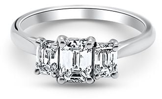 Bass Jewellery Platinum Emerald Trilogy Ring 1.03ct G Si J7378
