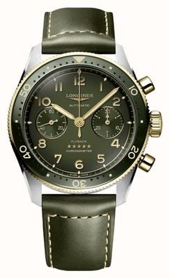 LONGINES Spirit Flyback Automatic Chronometer 18k (42mm) Green Dial / Green Leather Strap L38215532