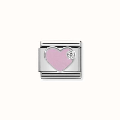 Nomination Composable CL SIMBOLS Stainless Steel Enamel 1 Cub. Zirc And 925 Silver PINK Heart 330305/02