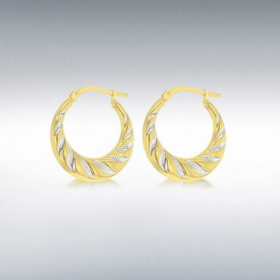 Silver Womens Gold Plated 2 Tone Stripe Hoops 8.51.2089