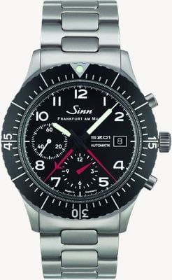 Sinn 156.1 Pilot Chronograph Automatic (43mm) Black Dial / Stainless Steel H-Link Bracelet (Micro-adjust) 156.030-HLINK-MICROADJUSTMENT