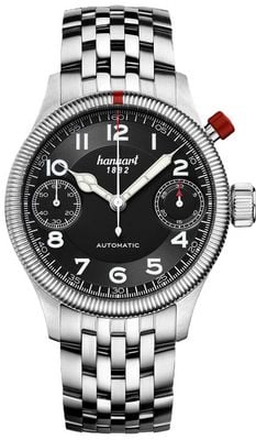 Hanhart PIONEER MonoScope Automatic Chronograph (45mm) Black Dial / Stainless Steel Bracelet 733.210-6428