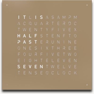 QLOCKTWO EARTH 45 STEEL SERIES HAZELNUT (English) - White Lacquered QT4ENHAPC-UK