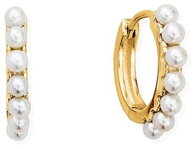 ChloBo TREASURES OF BALI Classic Pearl Huggie Hoop Earrings - 18ct Gold Plated GEH3547