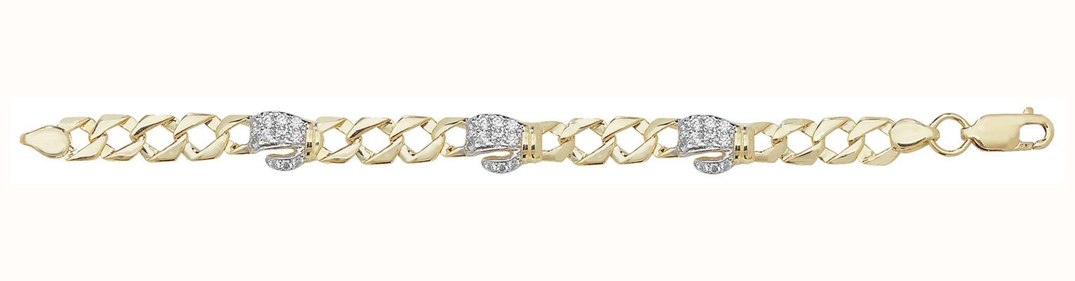 James Moore TH Babies' 9ct Yellow Gold 6 Inches Boxing Gloves Cubic Zirconia ID Bracelet BR594