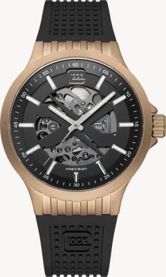 GLOCK Precision Skeleton Automatic (44mm) Black Dial / Black RTF-Textured Silicone Strap GW-14-2-24