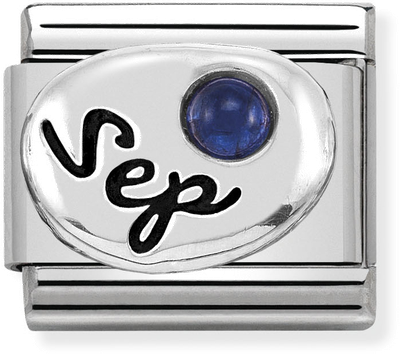 Nomination Classic September Birthstone Sapphire Sterling Silver & Steel Charm 330505/09