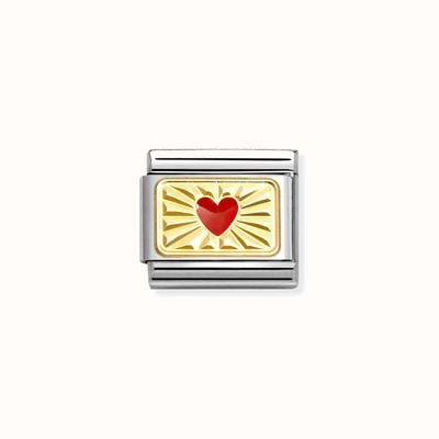 Nomination Composable Classic PLATES Steel Enamel And 18k Gold Diamond Cut Heart 030284/58