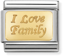 Nomination Classic ENGRAVED SIGNS In Stainless Steel With 18k Gold CUSTOM I Love Family Charm 030121/33