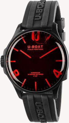 U-Boat Darkmoon PVD - Red Glass (46.5mm) Black Dial / Black Vulcanised Rubber Strap 8466/D