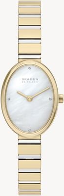 Skagen Anita Oval Quartz (20mm) Mother-of-Pearl Dial / Gold PVD Stainless Steel Bracelet SKW3183