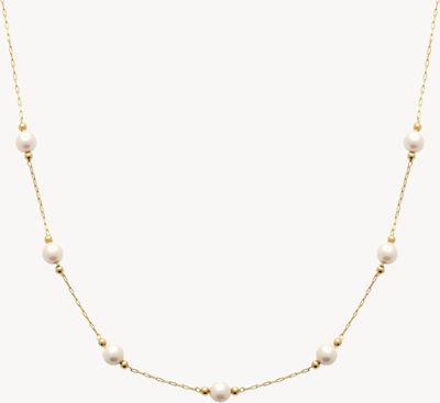 Burren Jewellery 18k Gold Plate And Pearl And Ball Necklace N1022