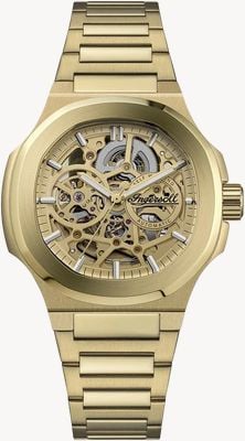 Ingersoll THE FRAME Automatic (47mm) Gold Skeleton Dial / Gold PVD Stainless Steel Bracelet I18303