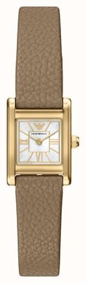 Emporio Armani Genni (26mm) White Mother-of-Pearl Dial / Brown Leather Strap AR11765