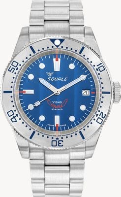 Squale 1545 Steel Blue (40mm) Blue Côtes De Genêve Dial / Stainless Steel Bracelet Watch 1545SSBLC.AC