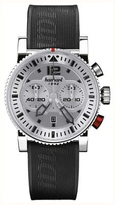 Hanhart PRIMUS Pilot Automatic Chronograph (44mm) Silver Dial / Black Rubber Strap - M 740.220-1020