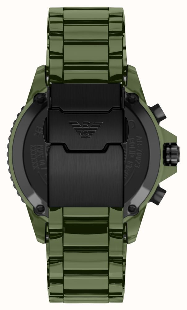 Emporio Armani Solar Chronograph (44mm) Green Dial / Green Ceramic Bracelet AR70023 - alternate view 3