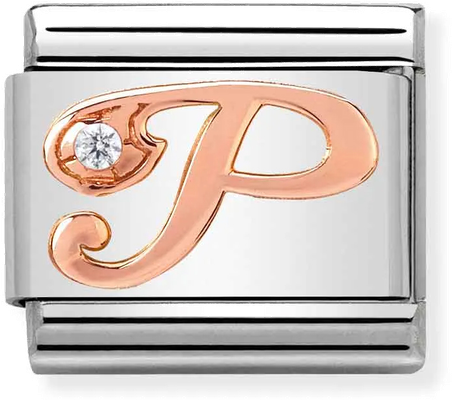 Nomination Classic Letter P 9ct Rose Gold & Steel Charm 430310/16