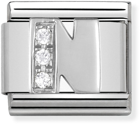 Nomination Classic Letter N Sterling Silver & Steel Cubic Zirconia Charm 330301/14