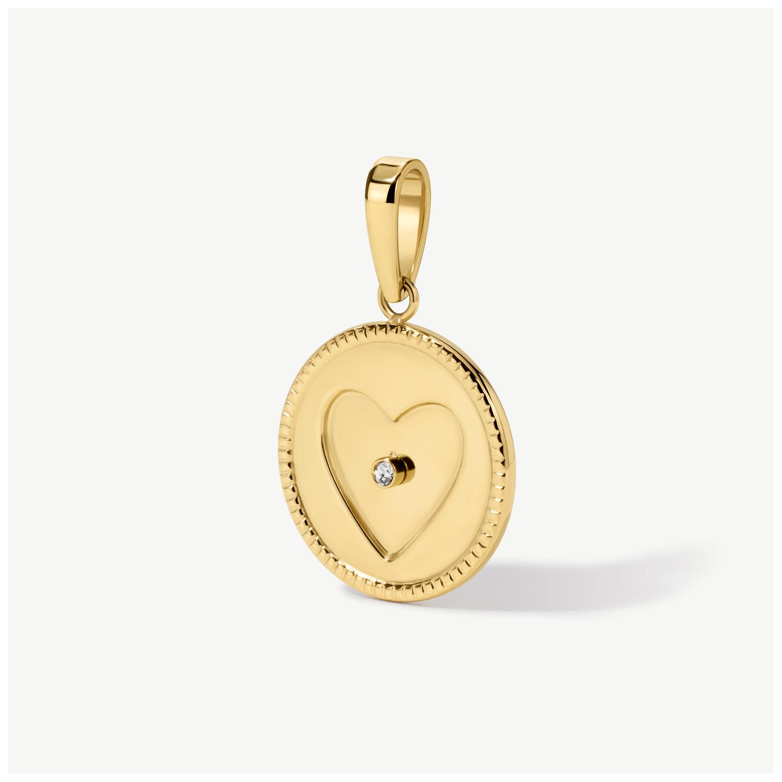 D.LOUISE CH04 Gold Tone Embedded Heart Disc Pendant Jewellery