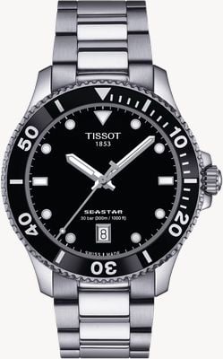 Tissot Seastar 1000 | 40mm | Black Dial | Stainless Steel Bracelet Watch T1204101105100