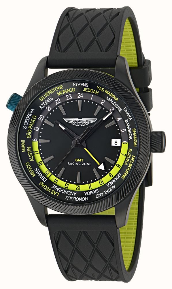 Aston Martin GRZ Icon Quartz Racing Zone GMT (41mm) Black Dial / Black Silicone Strap MTIZ1F501 - alternate view 2