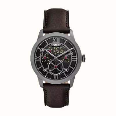 Fossil Townsman Big Tic 42 mm Gunmetal Brown Leather FS6191 - alternate view 2