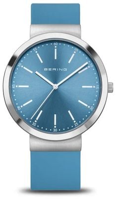 Bering Classic (41mm) Blue Dial / Blue Silicone Strap Watch 10141-398
