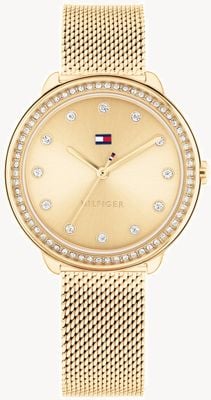 Tommy Hilfiger Women's Demi (32mm) Gold Dial / Gold-Tone Stainless Steel Mesh Bracelet 1782699