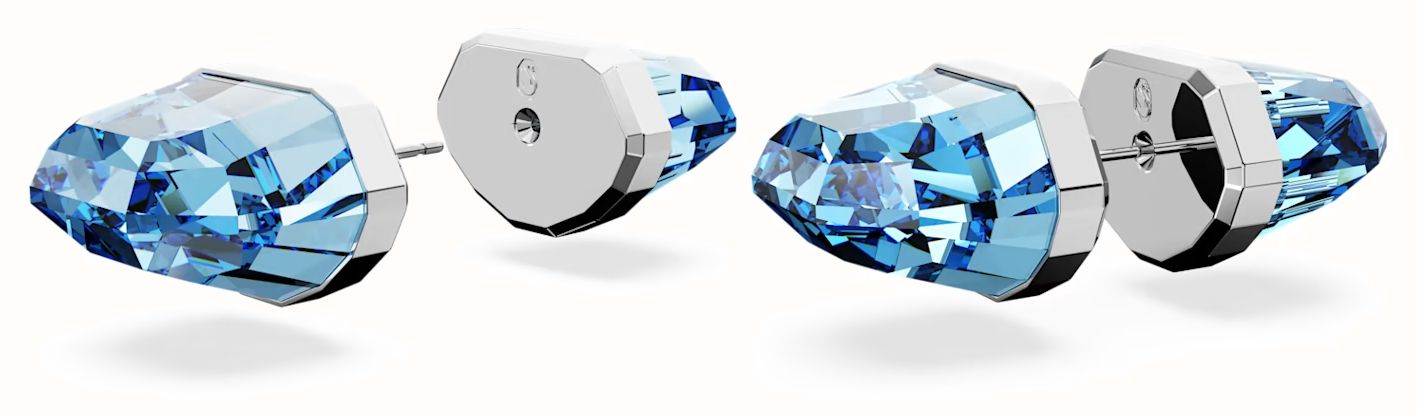 Swarovski Lucent Stud Earrings Blue | Rhodium Plated | Blue Crystal ...