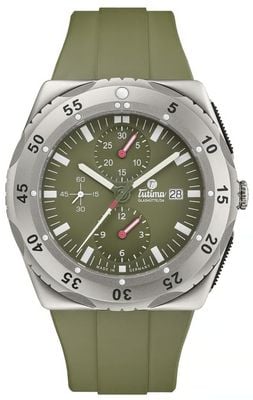 Tutima Glashütte M2 Mara Safari Automatic Chronograph Limited Edition (46.5mm) Safari-Green Dial / Green Rubber Strap 6451-53