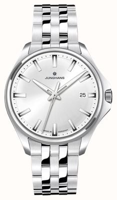 Junghans Meister S Quartz 35 (35mm) Silver Sunray Dial / Stainless Steel Bracelet 47/4633.44