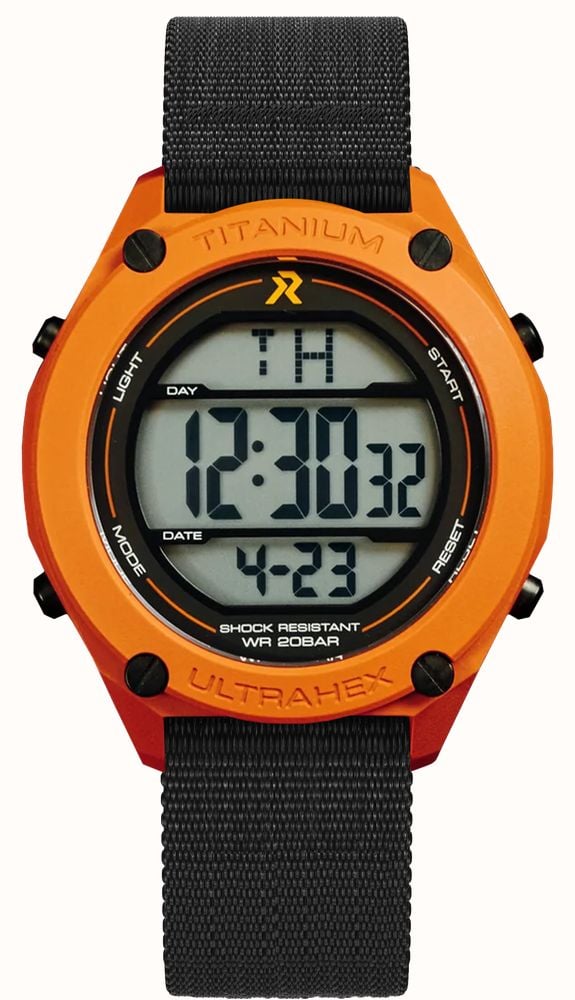 RZE UTD-8000 Multi-Function Cerakote (42mm) Positive Display / Bright Orange Hexa-Flex Strap Watch UTD-8000-CKO - alternate view 2