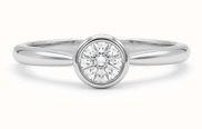 James Moore & Co Round Brilliant Natural Diamond 18ct White Gold Solitaire Rubover Setting Ring J49572