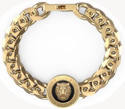 Guess Gold Plated Lion Face Detail Coin Bracelet JUMB01314JWYGBKS