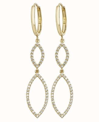 James Moore TH 9k Yellow Gold Cubic Zirconia Drop Earrings ER1100