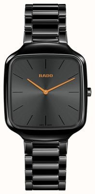 RADO True Square Thinline Sun Orange (37mm) Black Dial / Black High-Tech Ceramic Bracelet R27054162